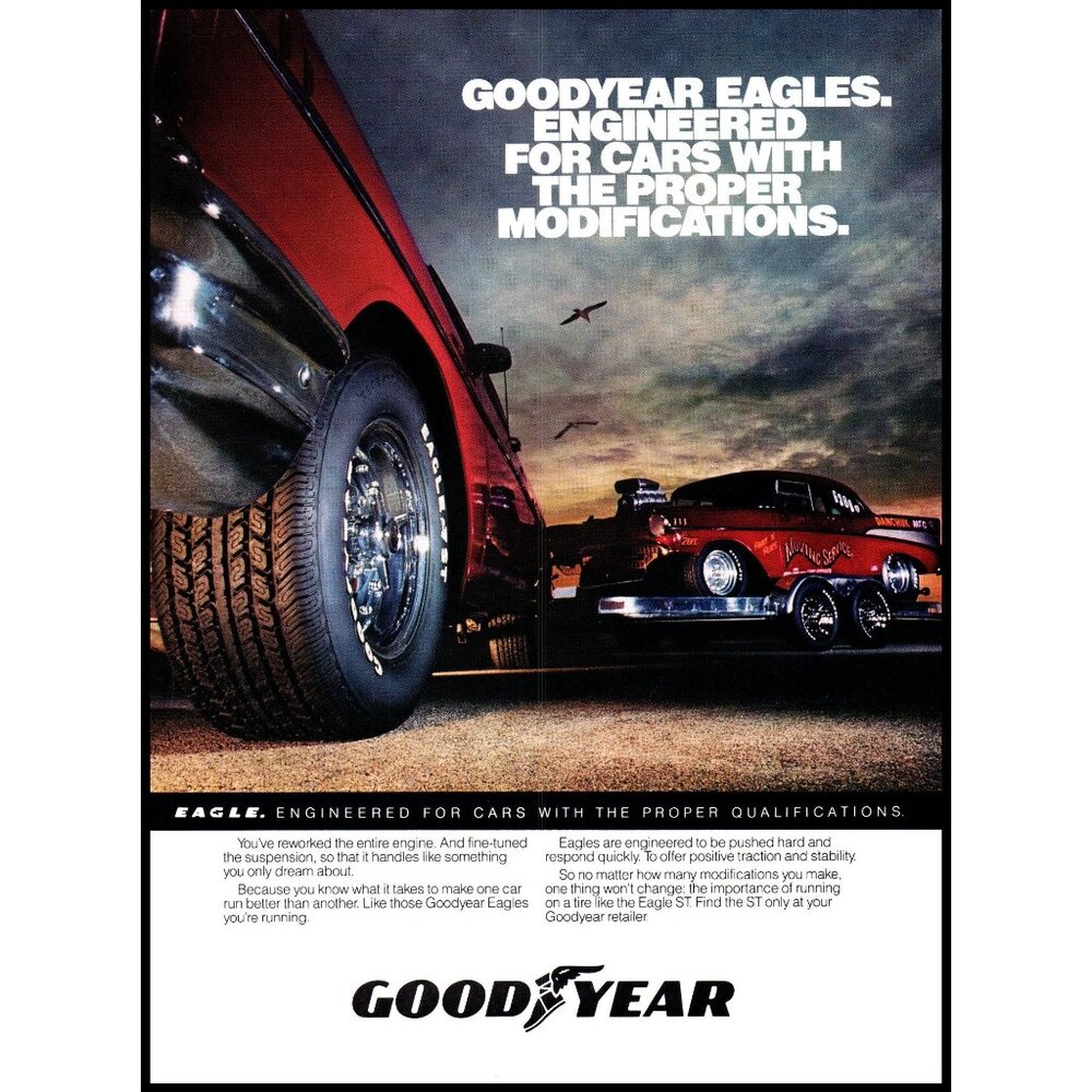 1986 Goodyear Eagle ST Tires Vintage Print Ad Chevy Pickup Truck 80s Wall Art